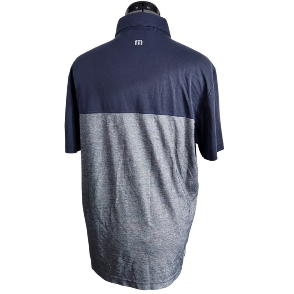 TravisMathew Mens Navy Gray Color Block Golf Polo Shirt Wolf Sub Zero Cove M - Picture 5 of 5